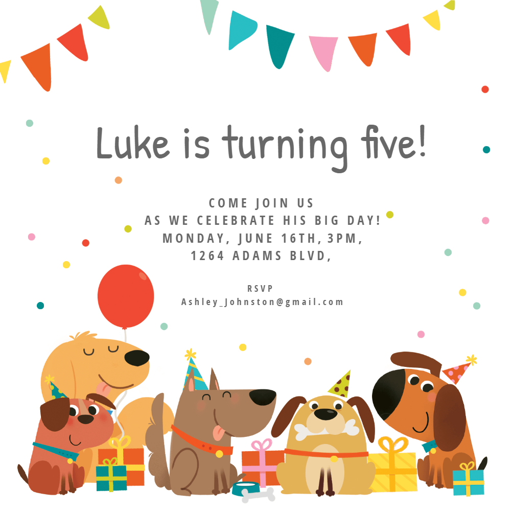 Dog Birthday Invitation Template (Free) | Greetings Island - Dog Birthday Invitations Free Printable