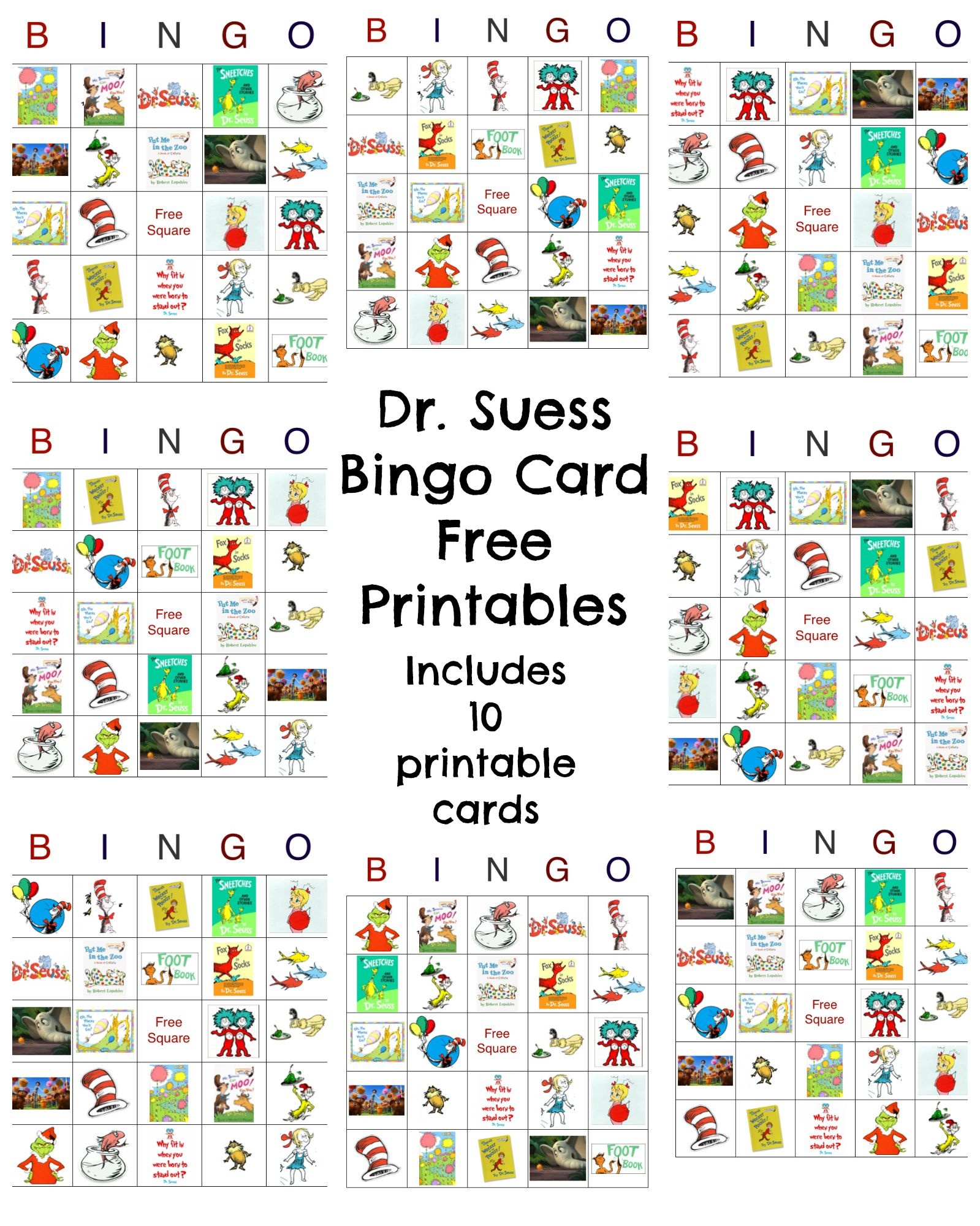 Dr Seuss Bingo Game Free Printable | Best Crafts And Diy | Dr Seuss - Free Printable Dr Who Birthday Card