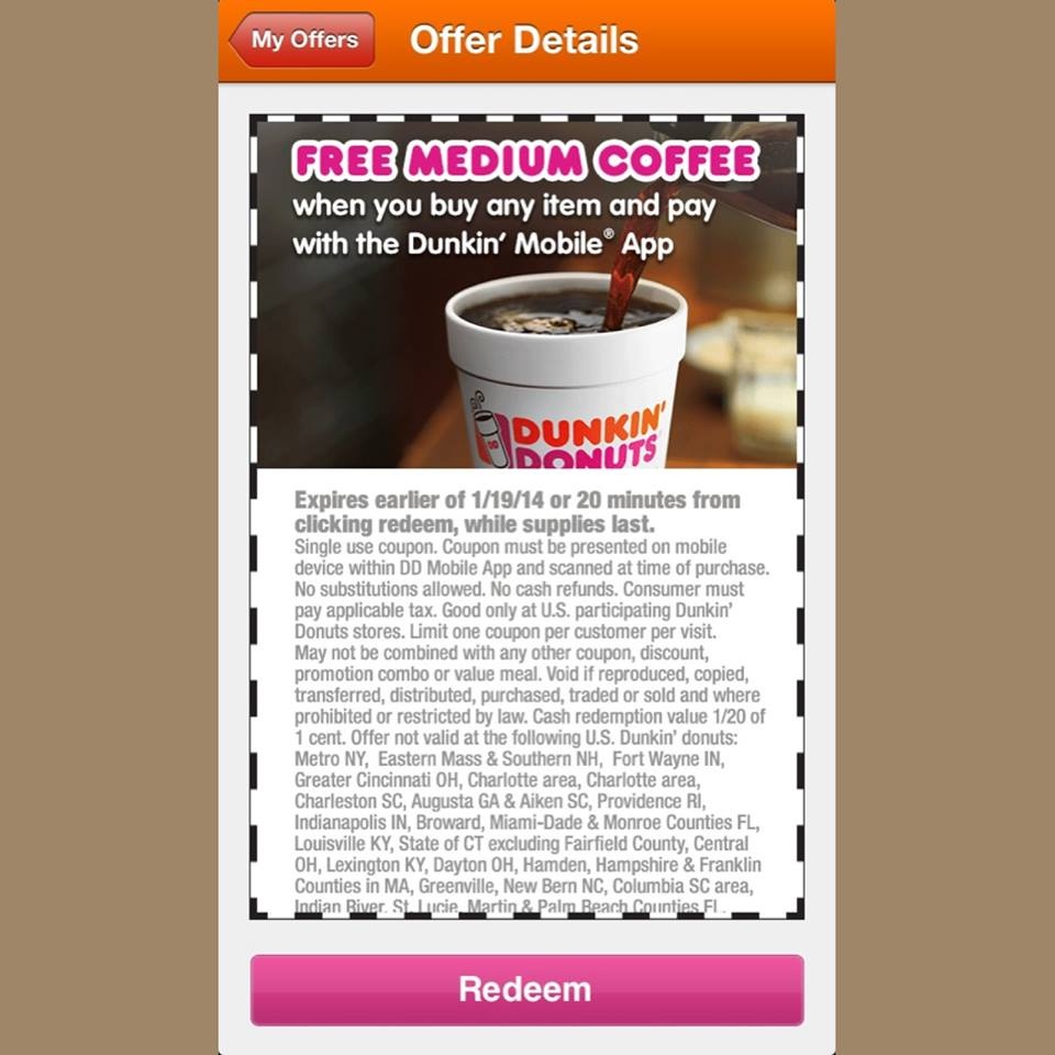 Dunkin Donuts Coupons Jan - Feb | Printable Coupons Online - Free Coffee Coupons Printable