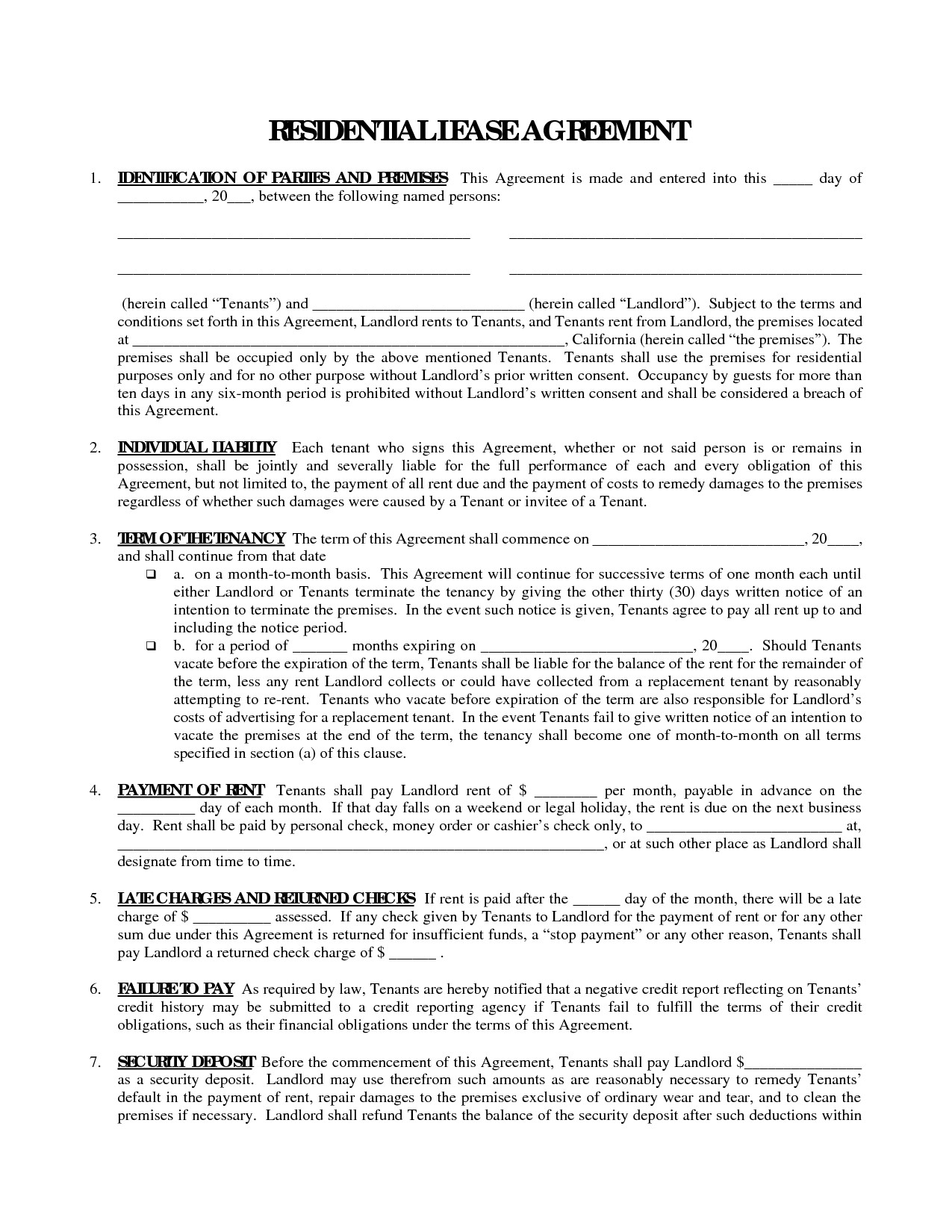 Printable Lease Agreement Ny