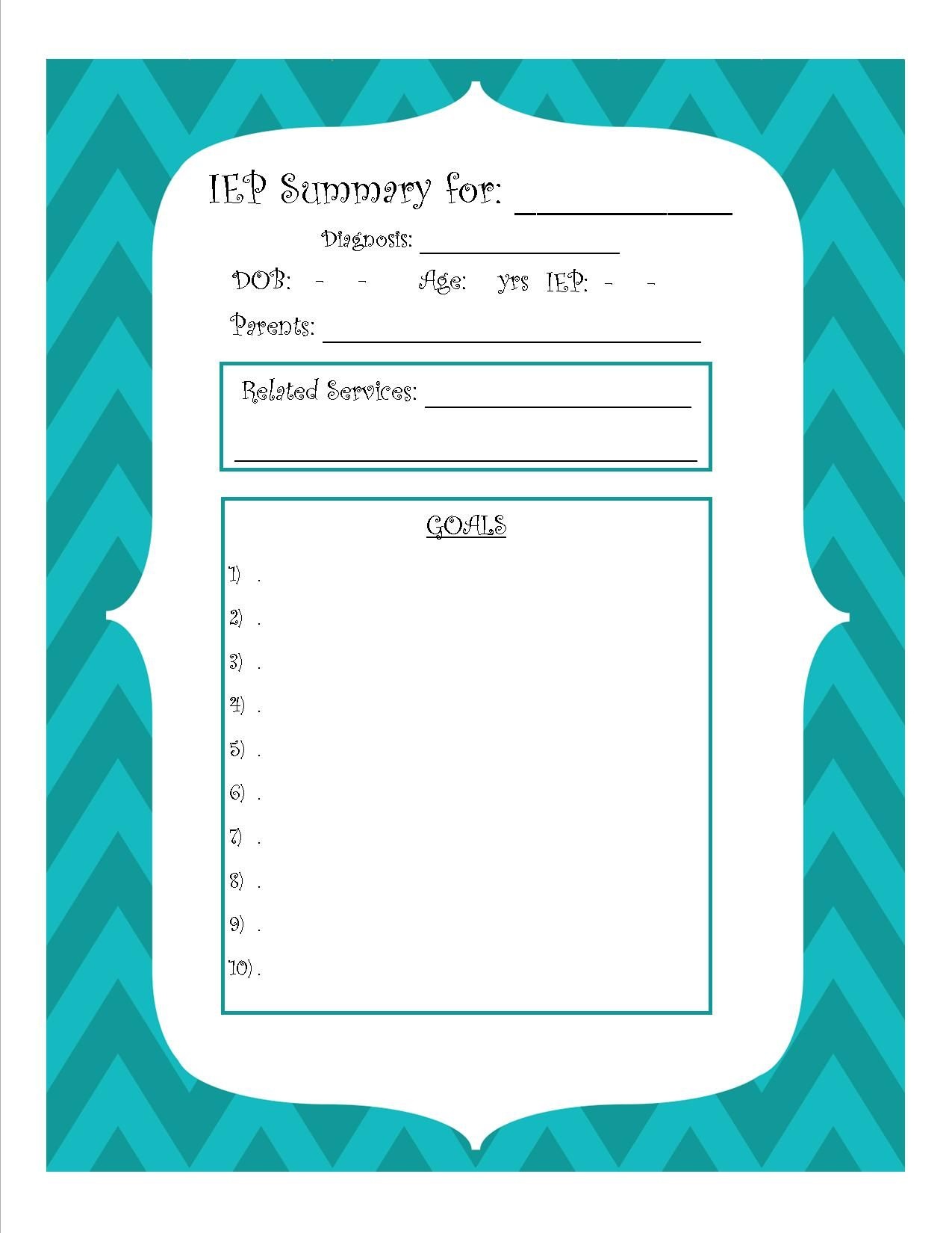 Easy And Simple Free Printable Iep Summary Sheet For Ecse Through - Iep At A Glance Free Printable
