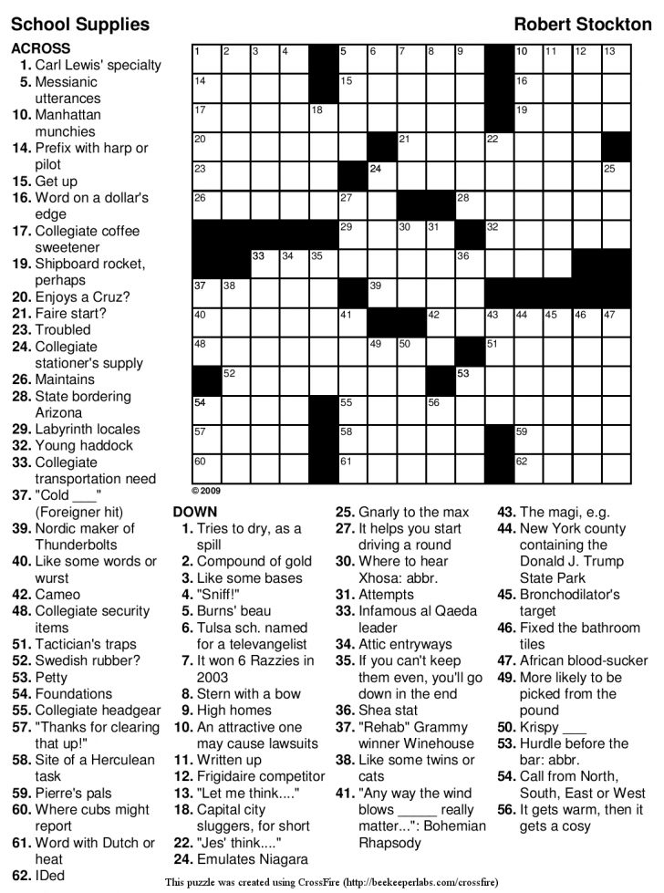 Free Printable Ny Times Crossword Puzzles