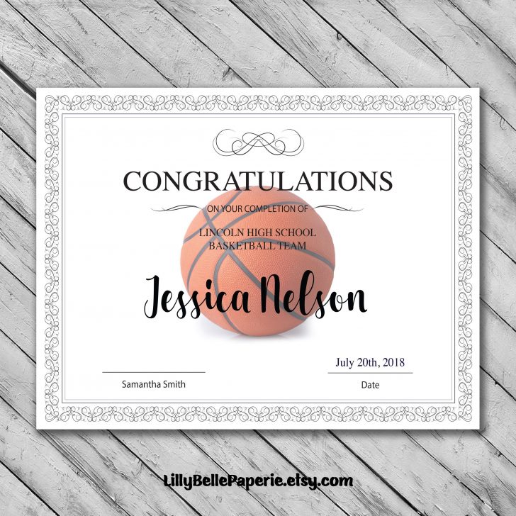 Basketball Participation Certificate Free Printable