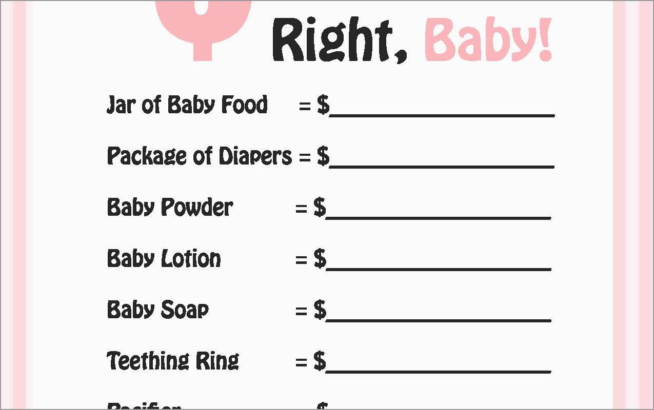 Elegant Price Is Right Baby Shower Game Free Template | Best Of Template - Price Is Right Baby Shower Game Free Printable