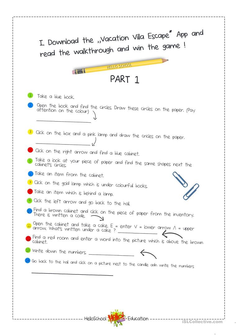 Free Printable Write The Room Worksheets