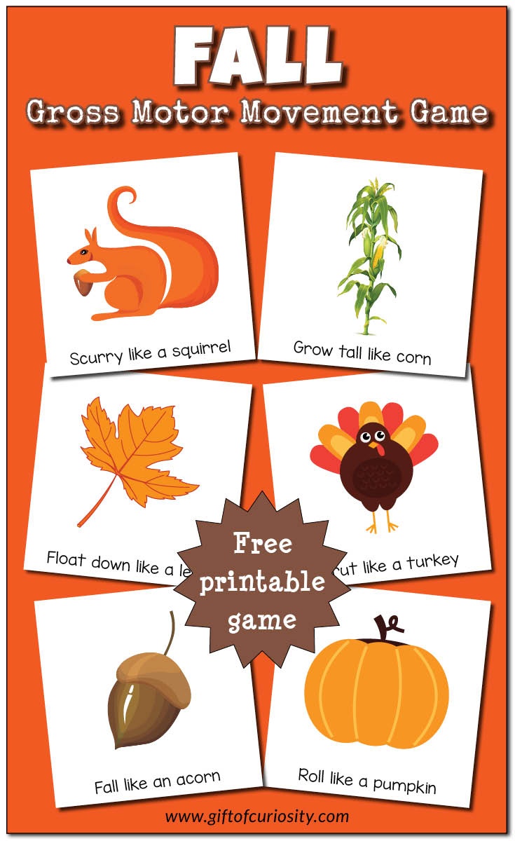 Fall Gross Motor Movement Game {Free Printable} - Gift Of Curiosity - Free Printable Fall Crafts For Kids