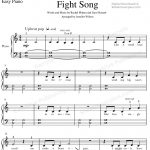 Fight Songrachel Platten For Easy Piano #sheetmusic #piano   Free Printable Sheet Music For Piano Beginners Popular Songs