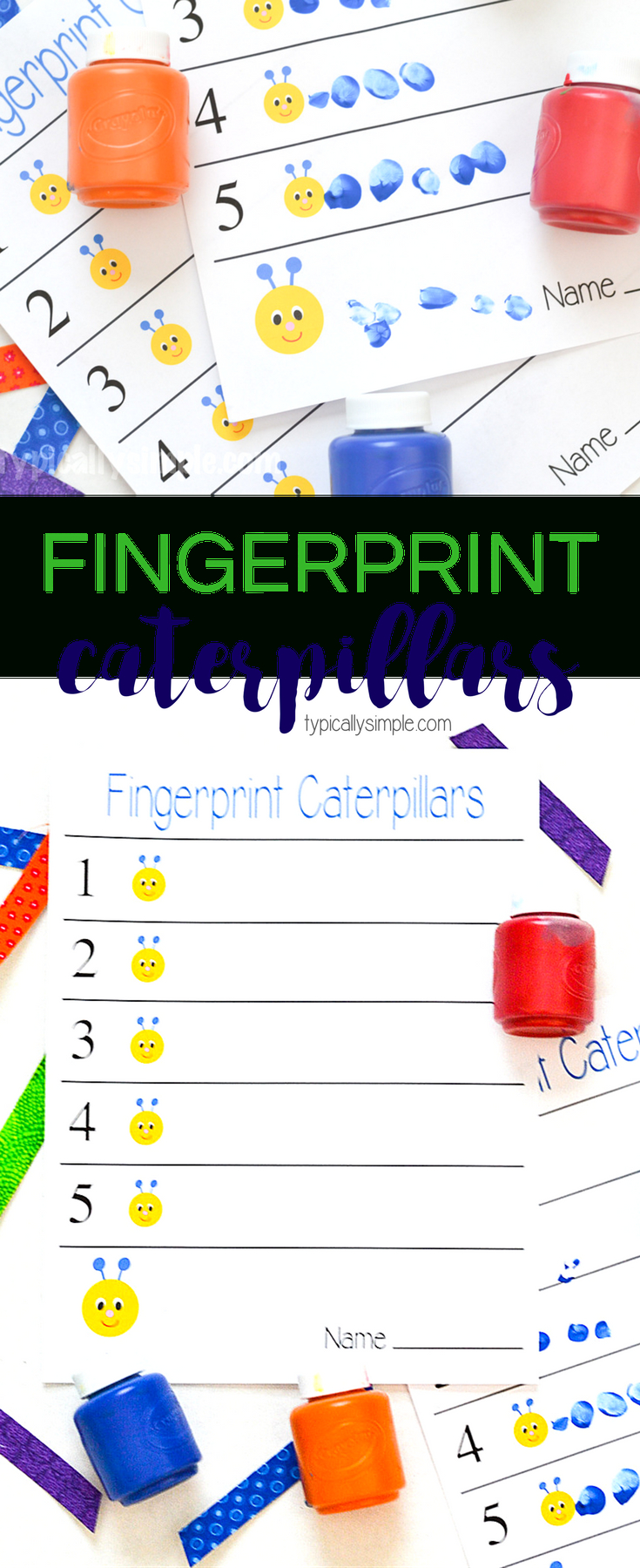 Fingerprint Caterpillars Craft | Summer Bridge | Preschool Learning - Free Summer Bridge Activities Printables