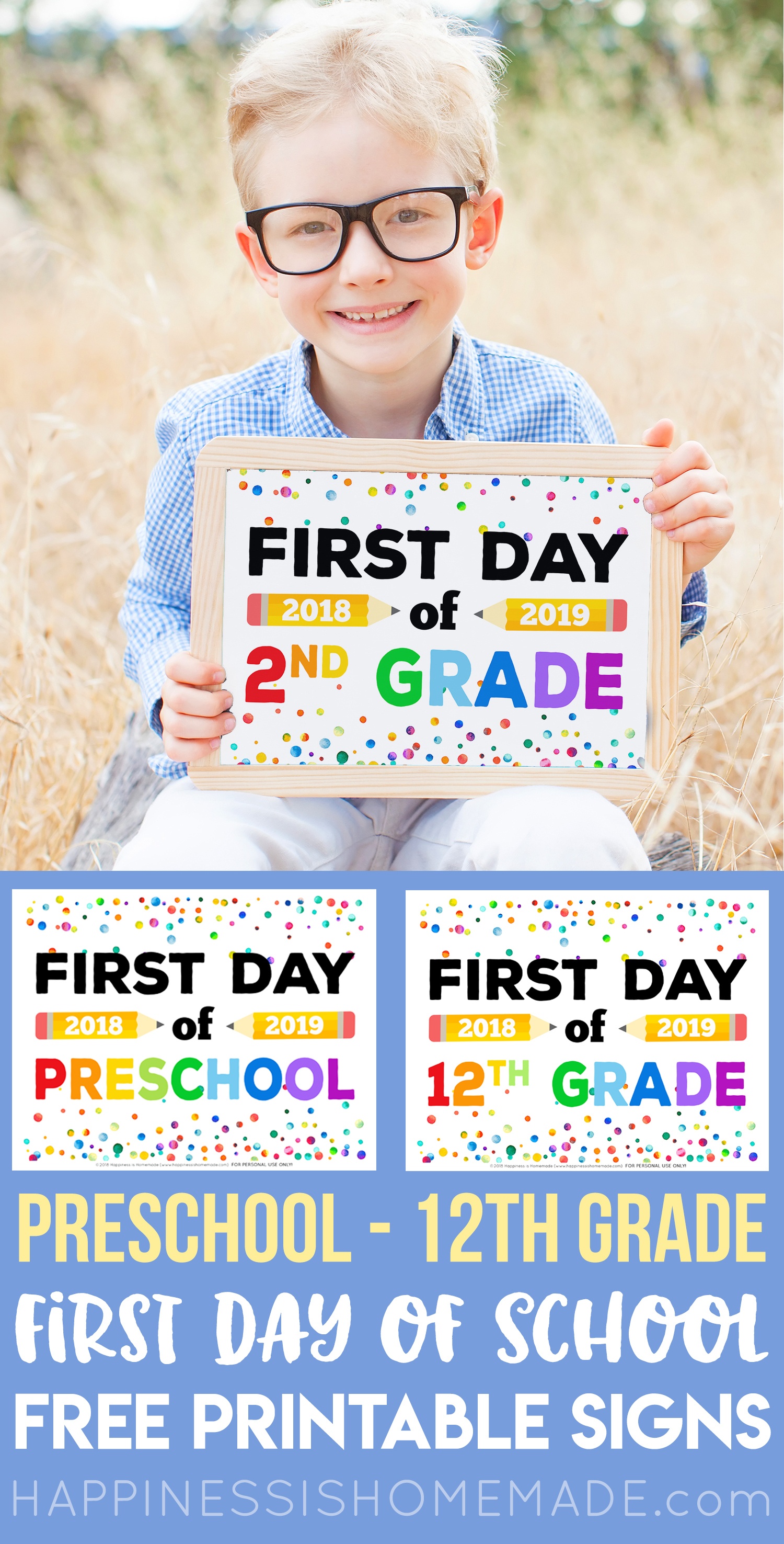 First Day Of School Signs - Free Printables - Happiness Is Homemade - Free Printable First Day Of Preschool Sign