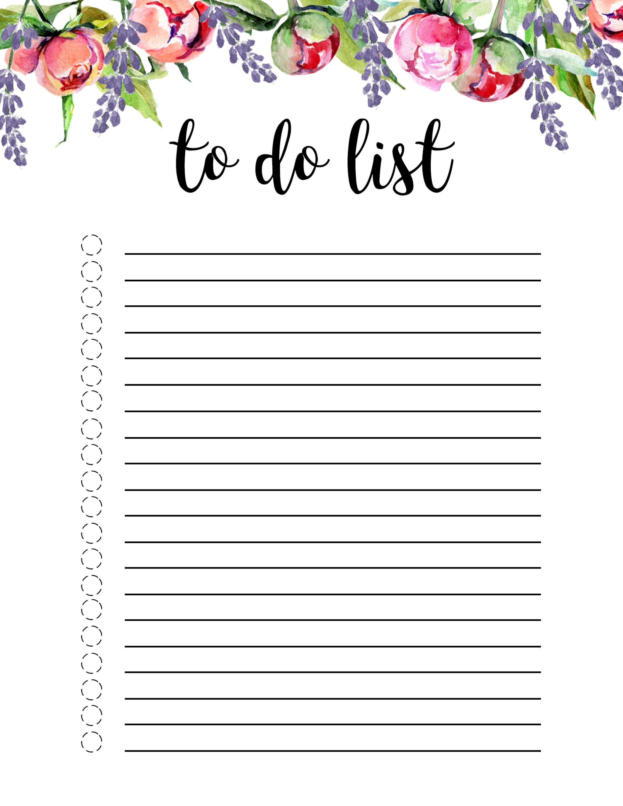Floral To Do List Printable Template - Paper Trail Design - Free Printable List Paper