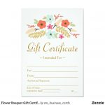 Flower Bouquet Gift Certificate | Zazzle | Baby | Gift   Free Printable Gift Certificate Templates For Massage
