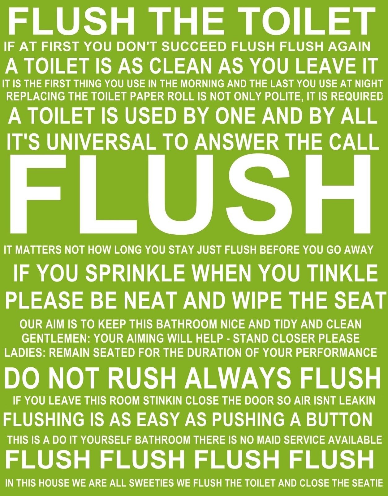 Flush The Toilet Quotes And Sayings Free Printable | Bathroom - Free Printable Do Not Flush Signs
