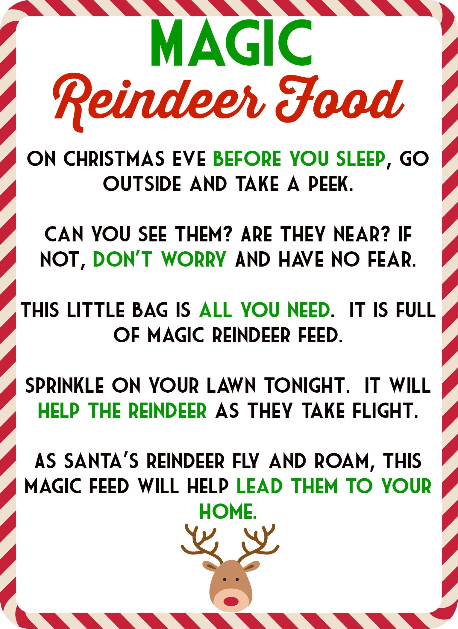 Free Printable Reindeer Dust Poem - Free Printable