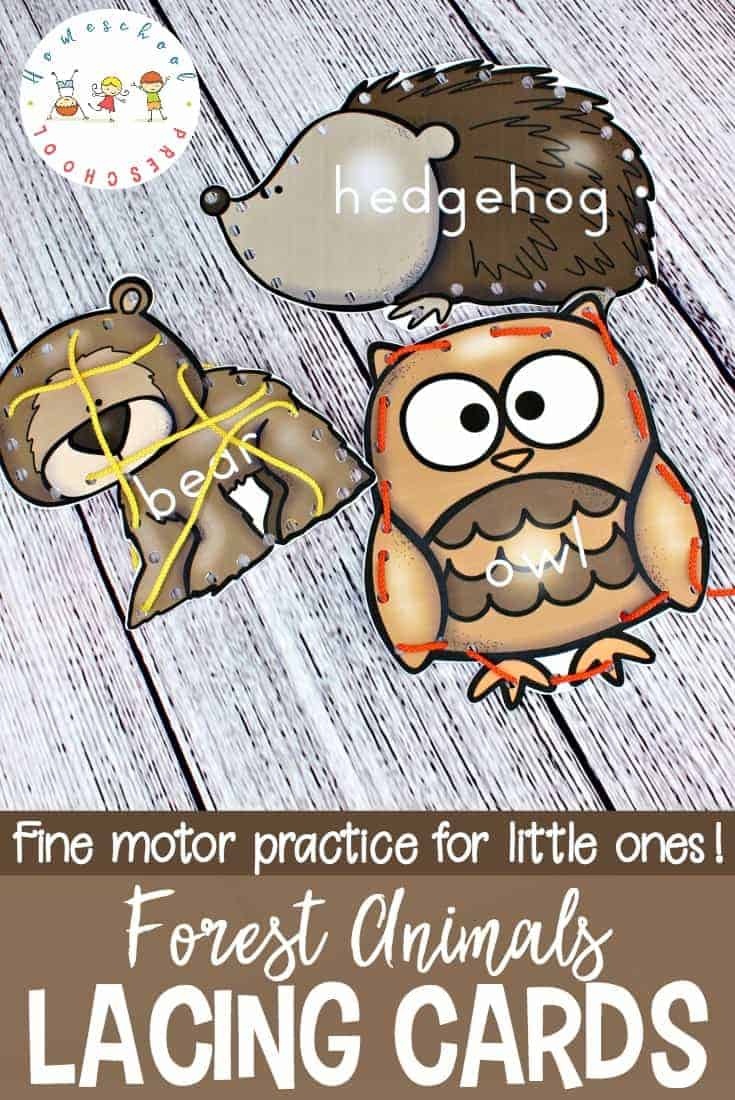 Forest Animal Printable Lacing Cards For Fine Motor Practice - Free Printable Lacing Cards