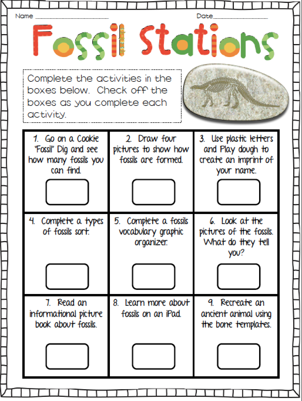 Fossil Station Activities Free Printables | Science- 3Rd Grade - Free Printable Science Lessons