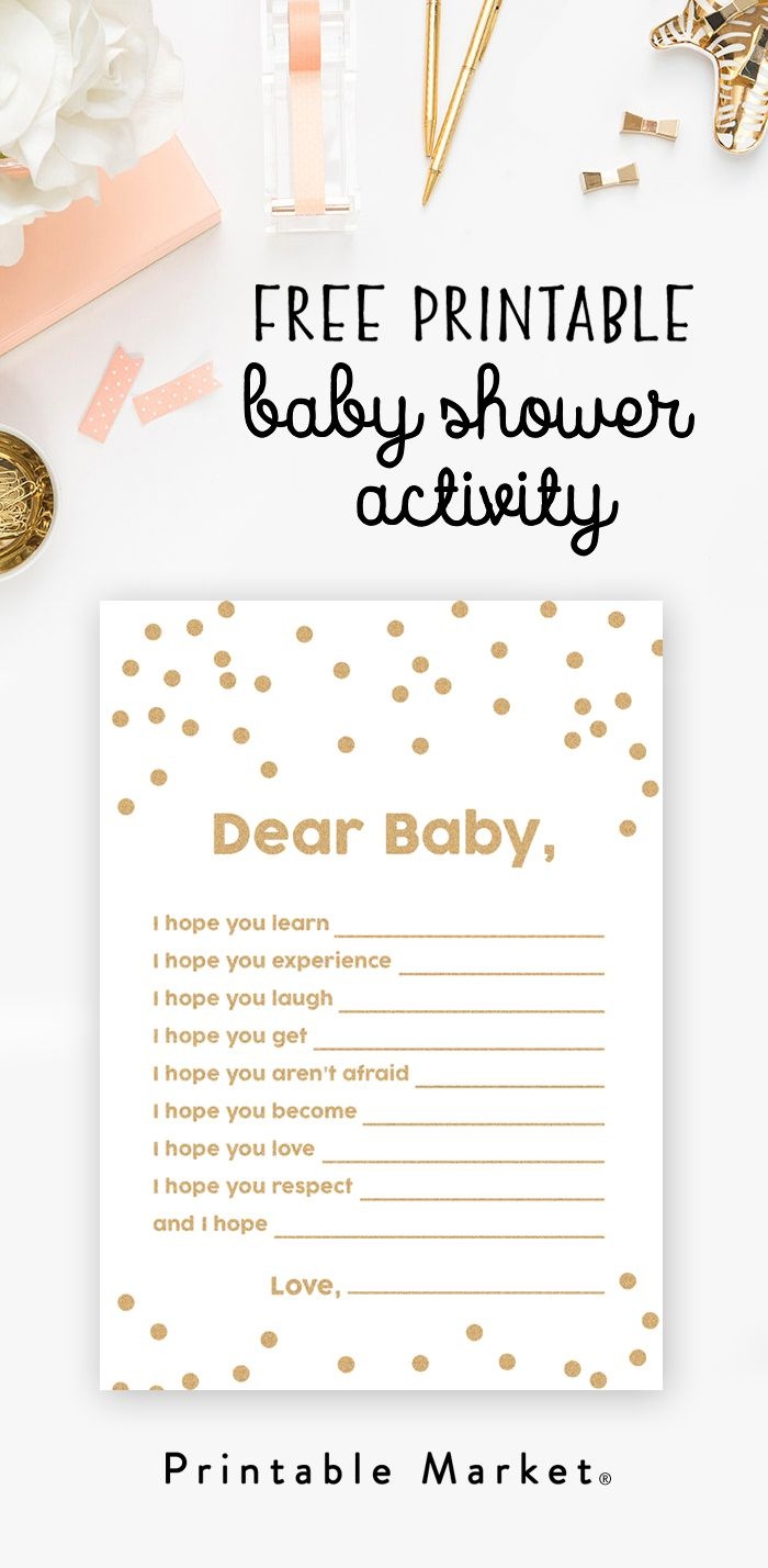 Free Baby Shower Printable – Gold Glitter Wishes For Baby - Instant - Free Baby Shower Printables