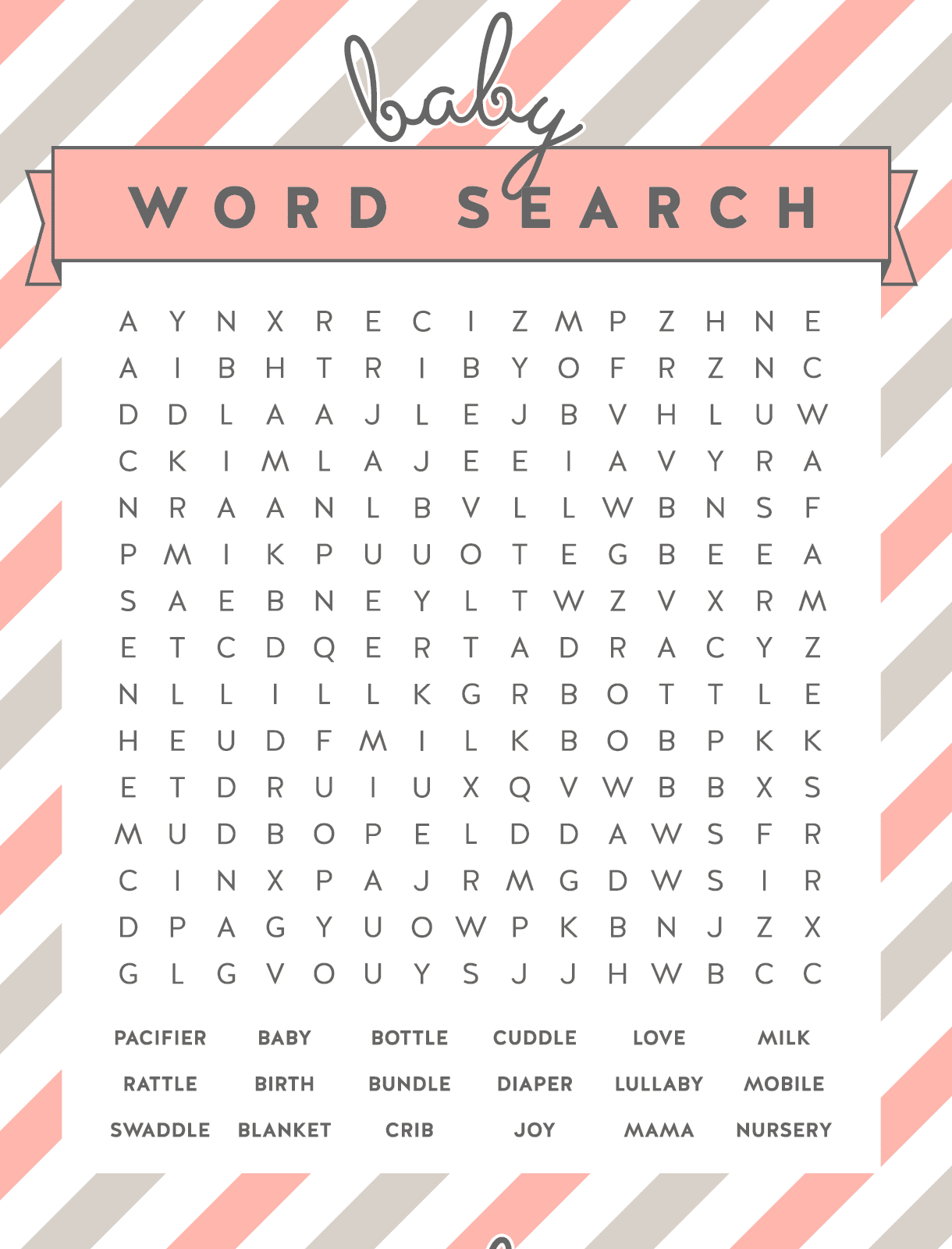 Free Baby Shower Word Search Puzzles - Free Online Printable Word Search