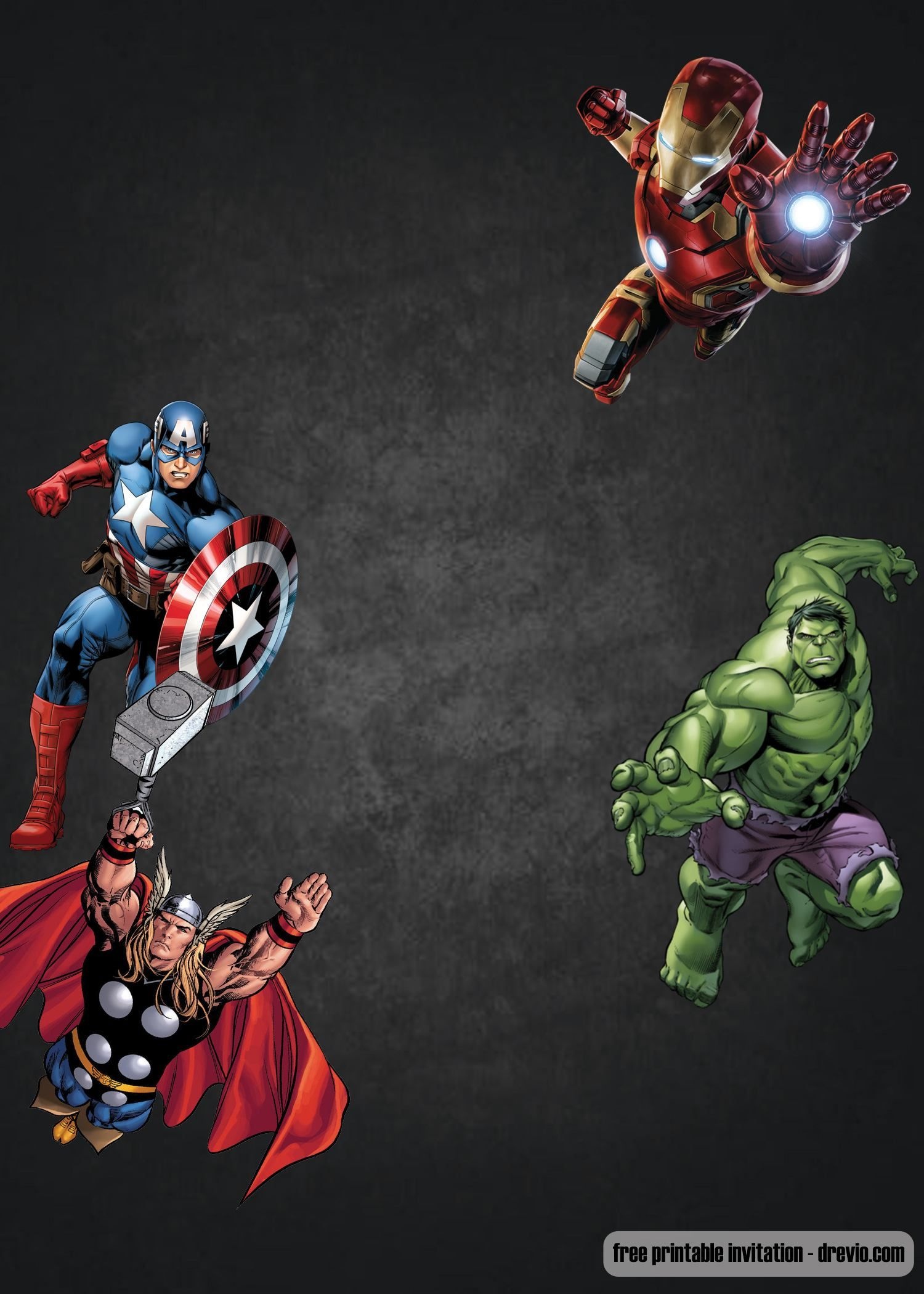 Free Chalkboard Avenger Birthday Invitation | Ry 4 Bd | 60Th - Avengers Party Invitations Printable Free