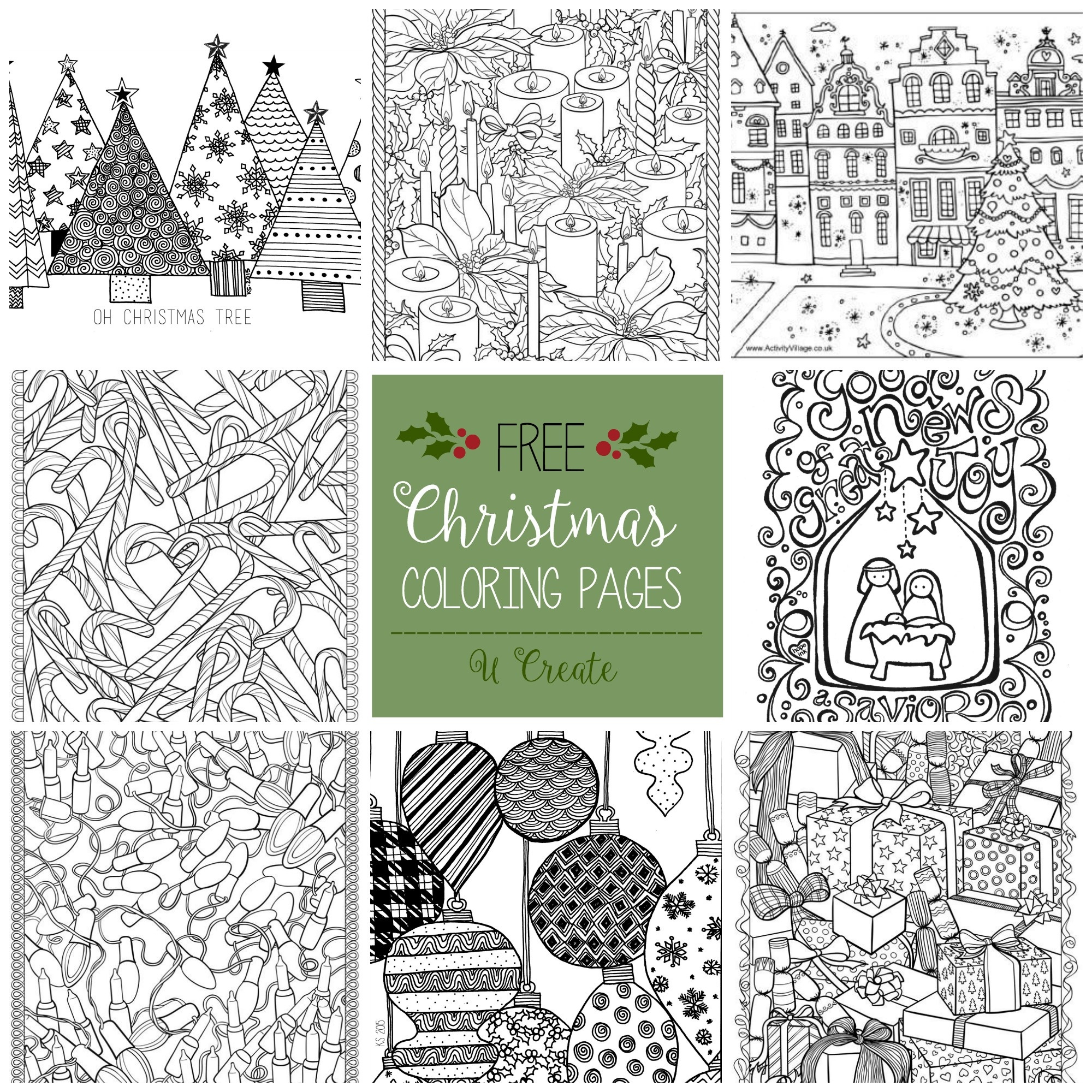 Free Christmas Adult Coloring Pages - U Create - Free Printable Christmas Coloring Sheets