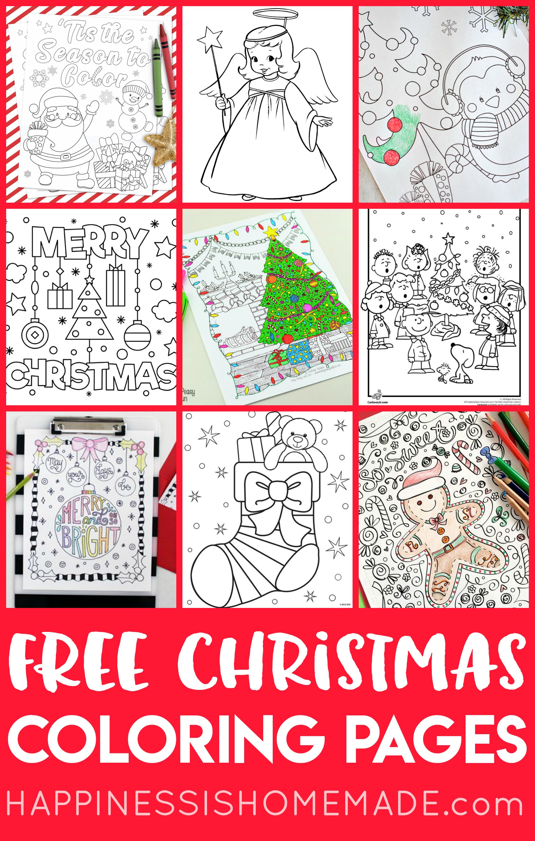 Free Christmas Coloring Pages For Adults And Kids - Happiness Is - Free Christmas Printables For Kids