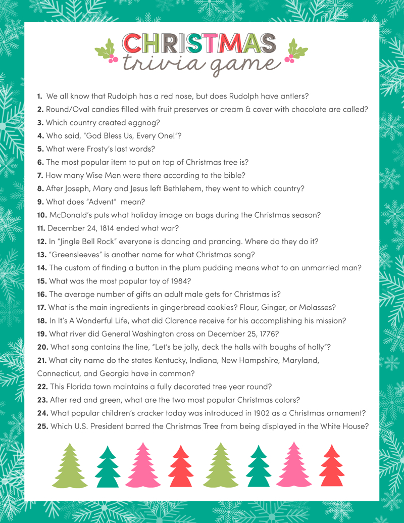 Free Christmas Trivia Game | Lil&amp;#039; Luna - Free Printable Christmas Trivia Quiz
