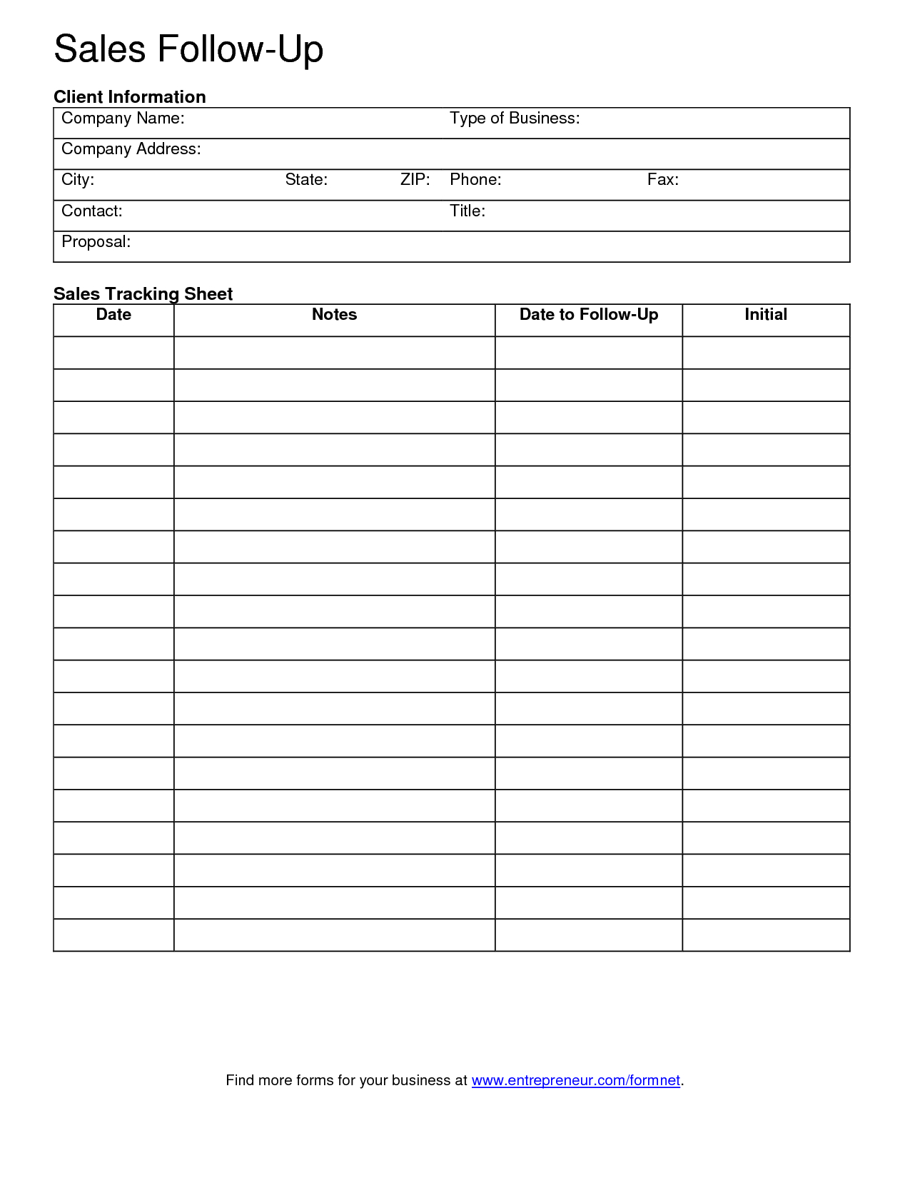 Free Client Contact Sheet | Sales Follow-Up Template | Cars - Free Printable Contact Forms