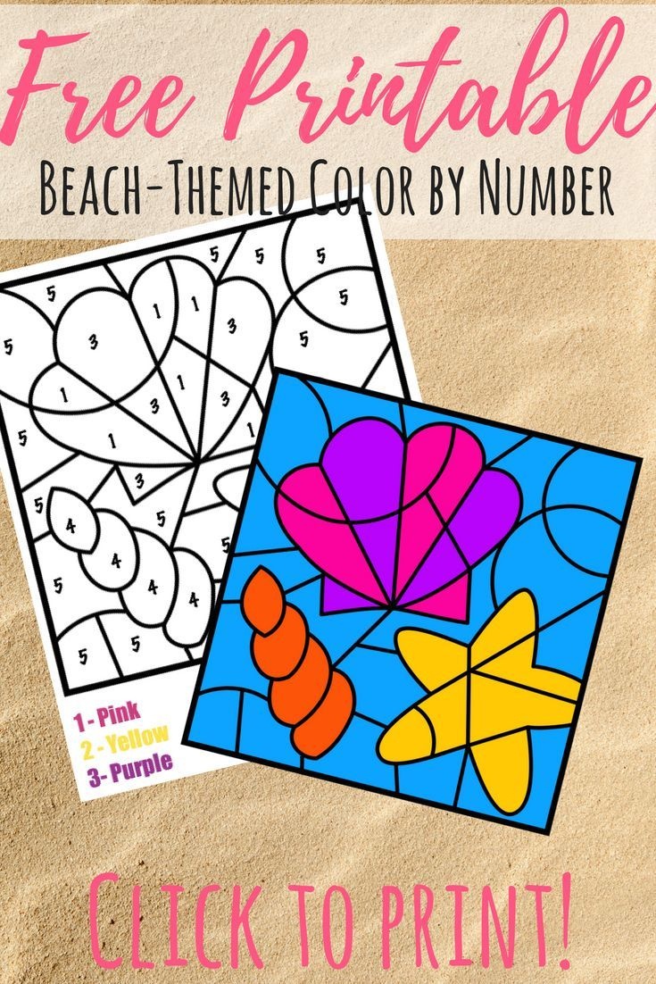 Free Colornumber Beach Printable | Printables For Kids | Summer - Free Printable Beach Pictures