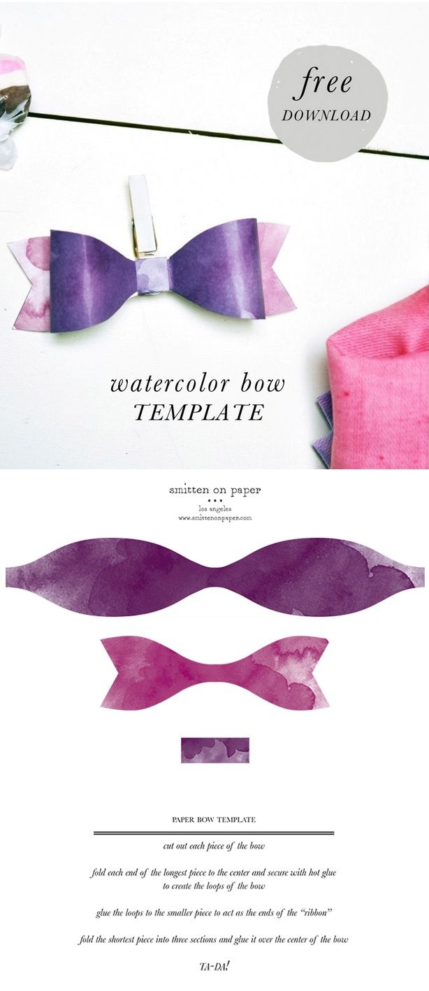 Free Download: Watercolor Paper Bow Template | Free Printables | Bow - Free Printable Bow Template