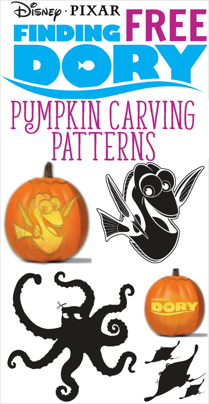 Free Finding Dory Pumpkin Carving Patterns To Print! | All Things - Pumpkin Carving Patterns Free Printable