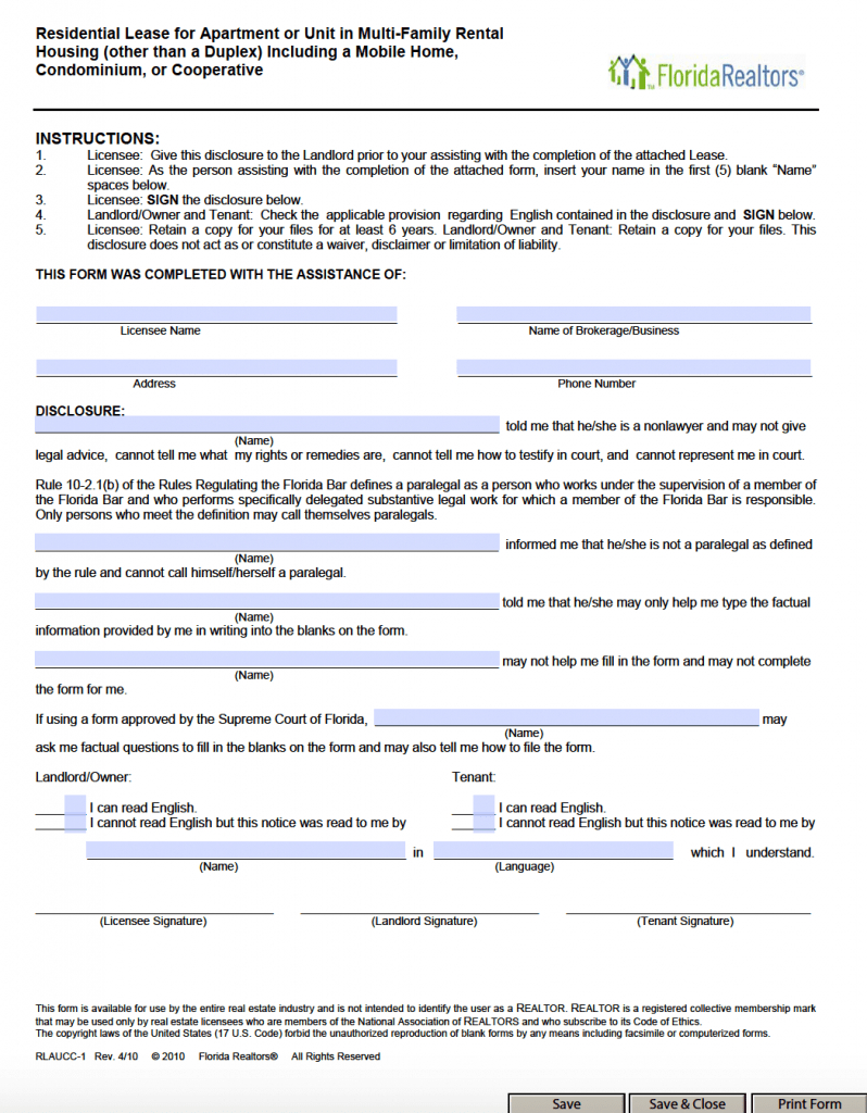 Free Florida Residential Lease Agreement Template – Pdf – Word - Free Printable Florida Residential Lease Agreement