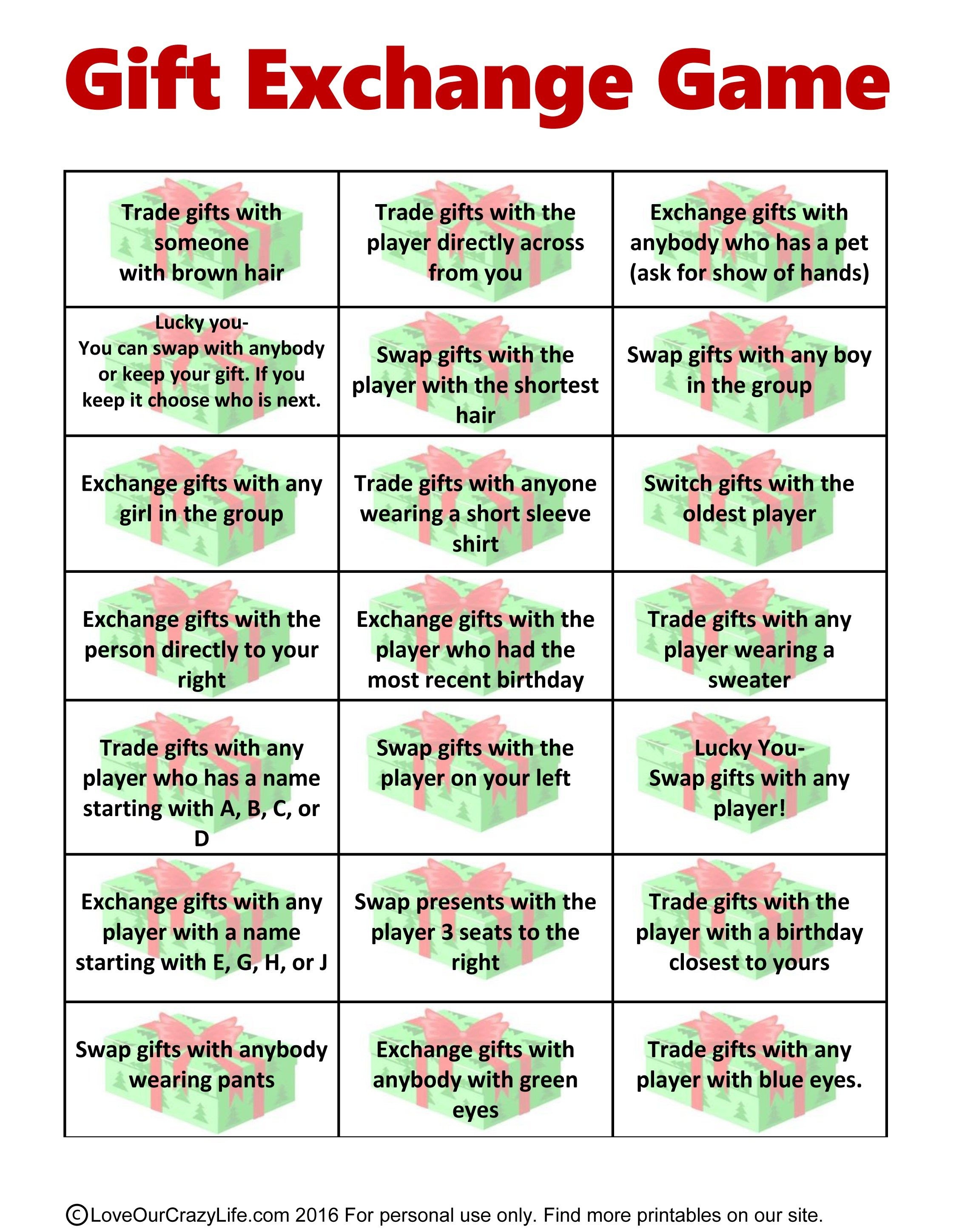 Free Gift Exchange Game Printable | Holiday Games | Christmas Games - Free Holiday Games Printable