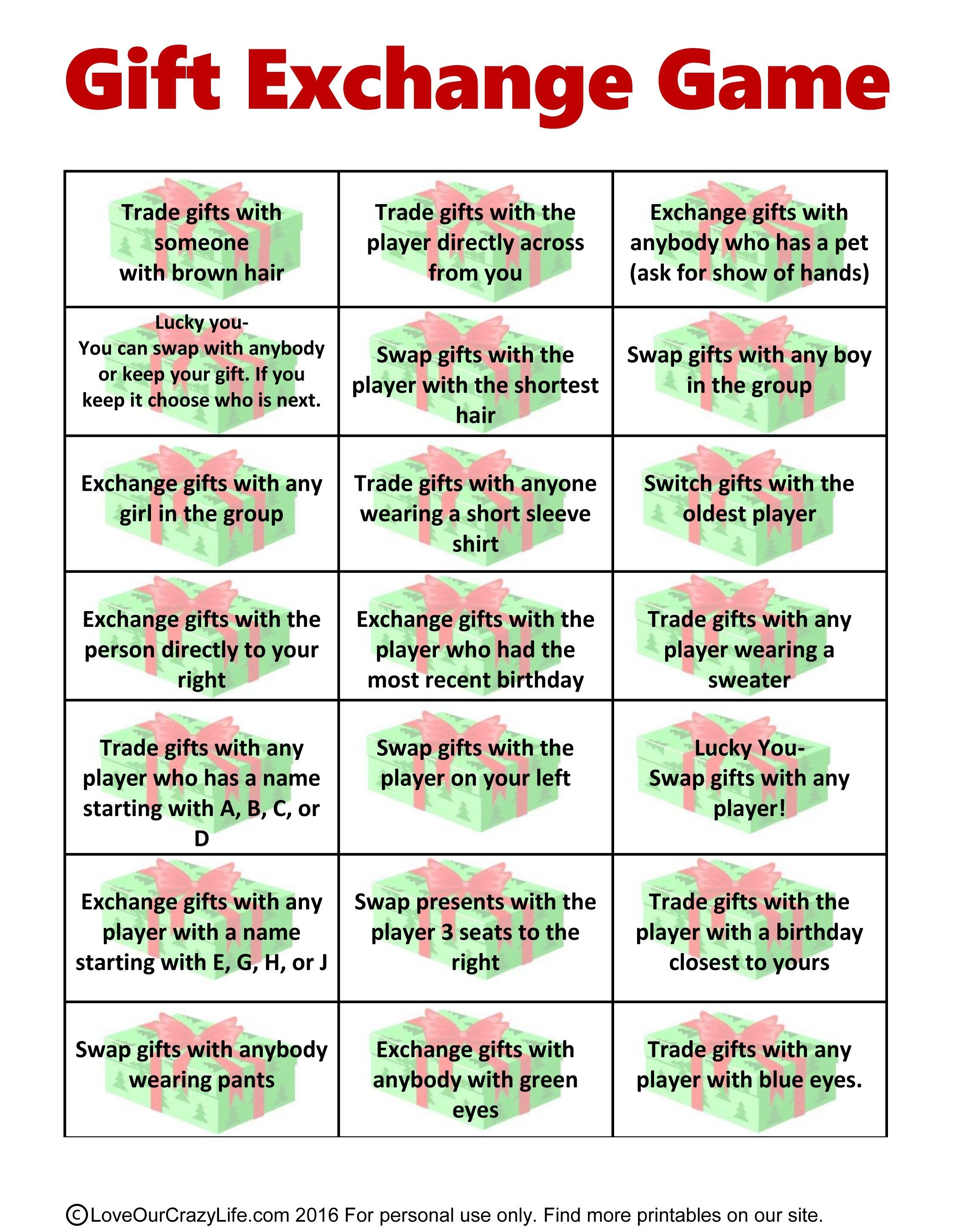 Free Gift Exchange Game Printable | Holiday Games | Christmas Games - Holiday Office Party Games Free Printable