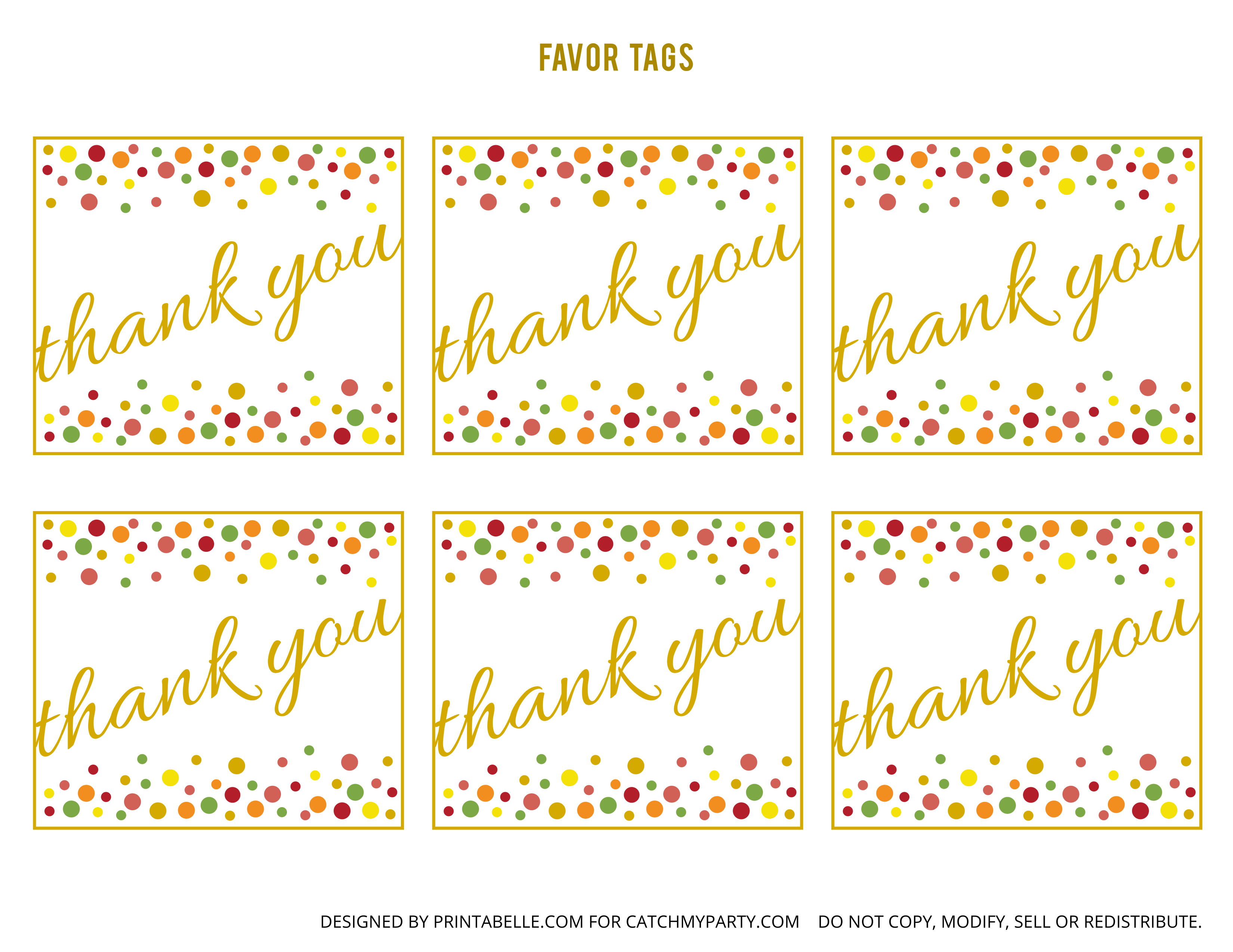 Free Gold And Polka Dot Birthday Printables | Catch My Party - Free Printable Thank You Tags For Birthday Favors
