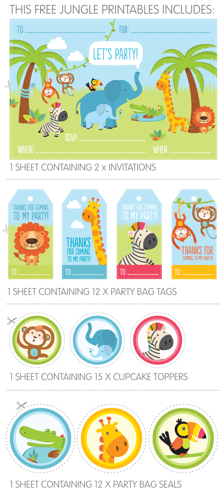 Free Jungle Party Invitation Printables | Give-Aways | Jungle Party - Free Jungle Printables