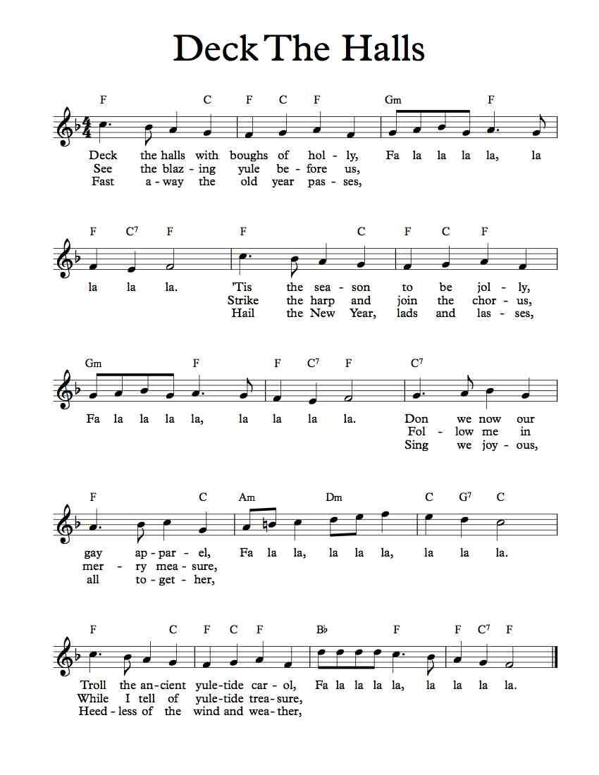 Free Lead Sheet – Deck The Halls | Free Sheet Music | Choral Sheet - Free Sheet Music For Clarinet Printable