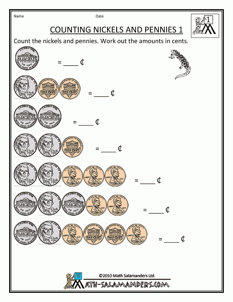 Free Money Counting Printable Worksheets - Kindergarten, 1St Grade - Free Printable Money Worksheets For Kindergarten