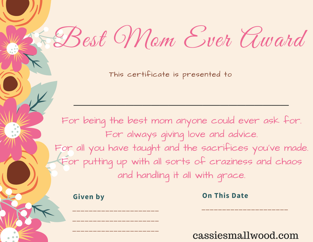 Free Mother&amp;#039;s Day Printable Certificate Awards For Mom And Grandma - Free Printable Halloween Award Certificates