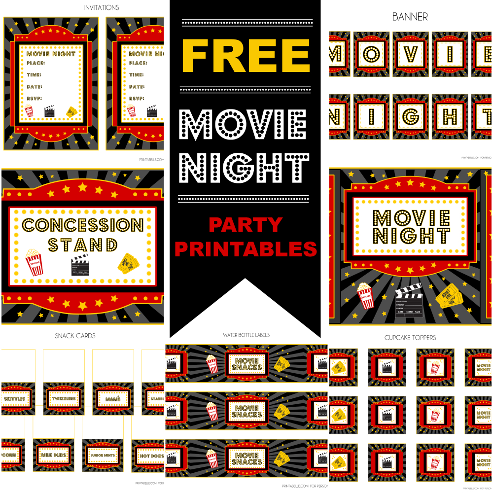 Free Movie Night Party Printablesprintabelle | Catch My Party - Free Movie Night Printables