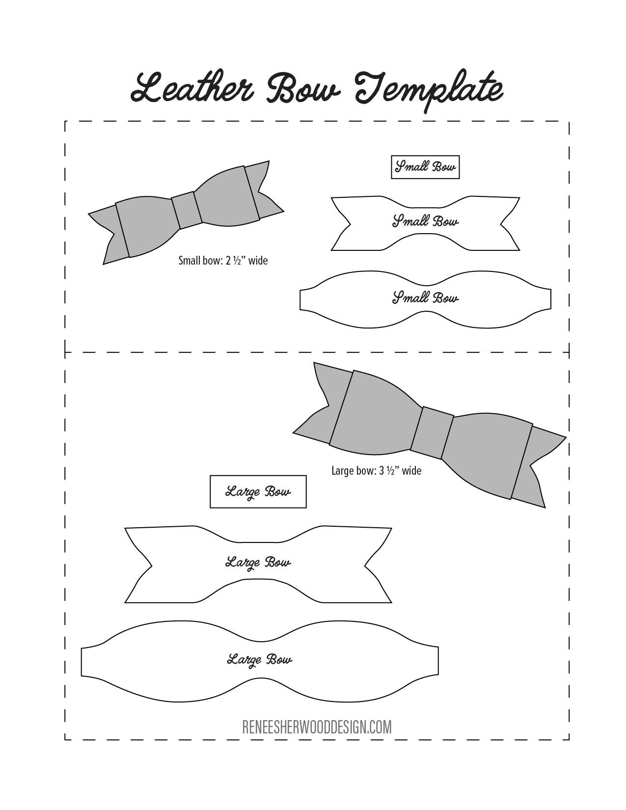 Free No Sew Leather Or Felt Bow Template Download At Www - Free Printable Bow Template