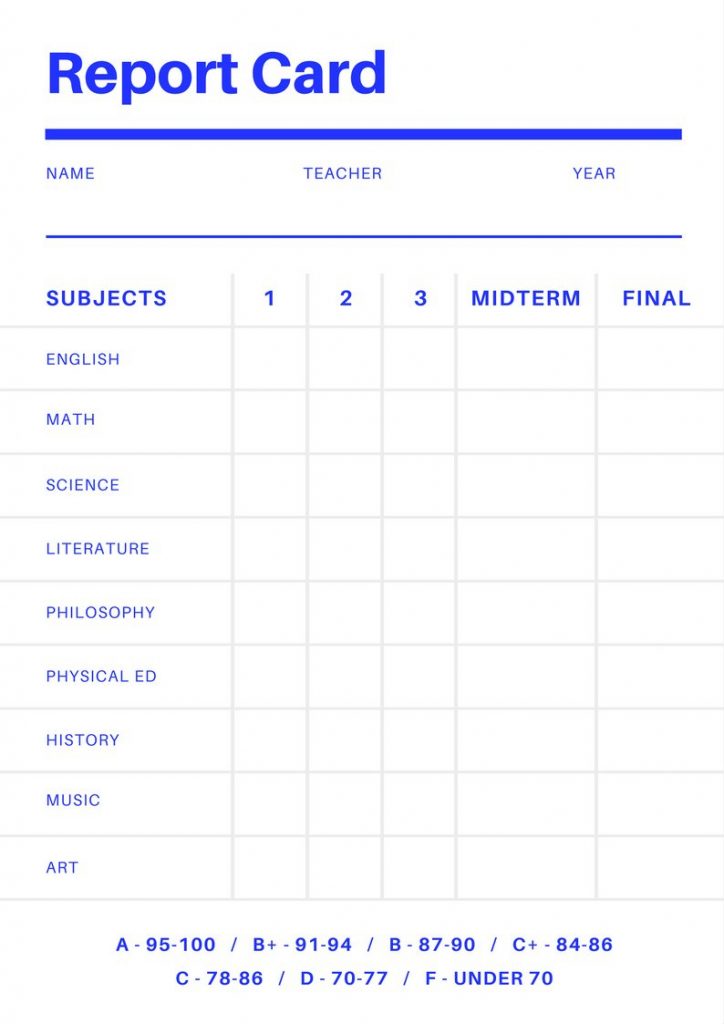 Print A Free Preschool Report Cards Printable