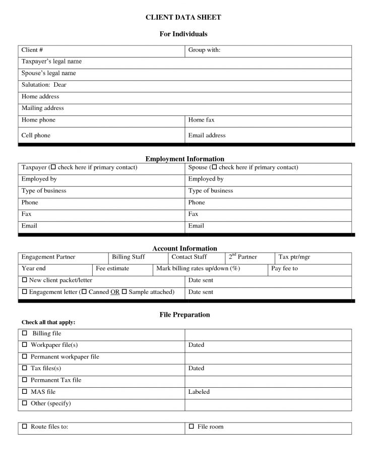 Free Printable Customer Information Sheets