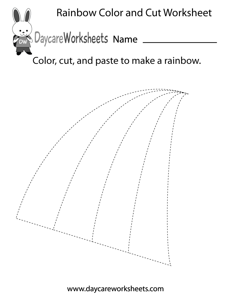 Free Preschool Rainbow Color And Cut Worksheet - Free Printable Cut And Paste Worksheets For Preschoolers