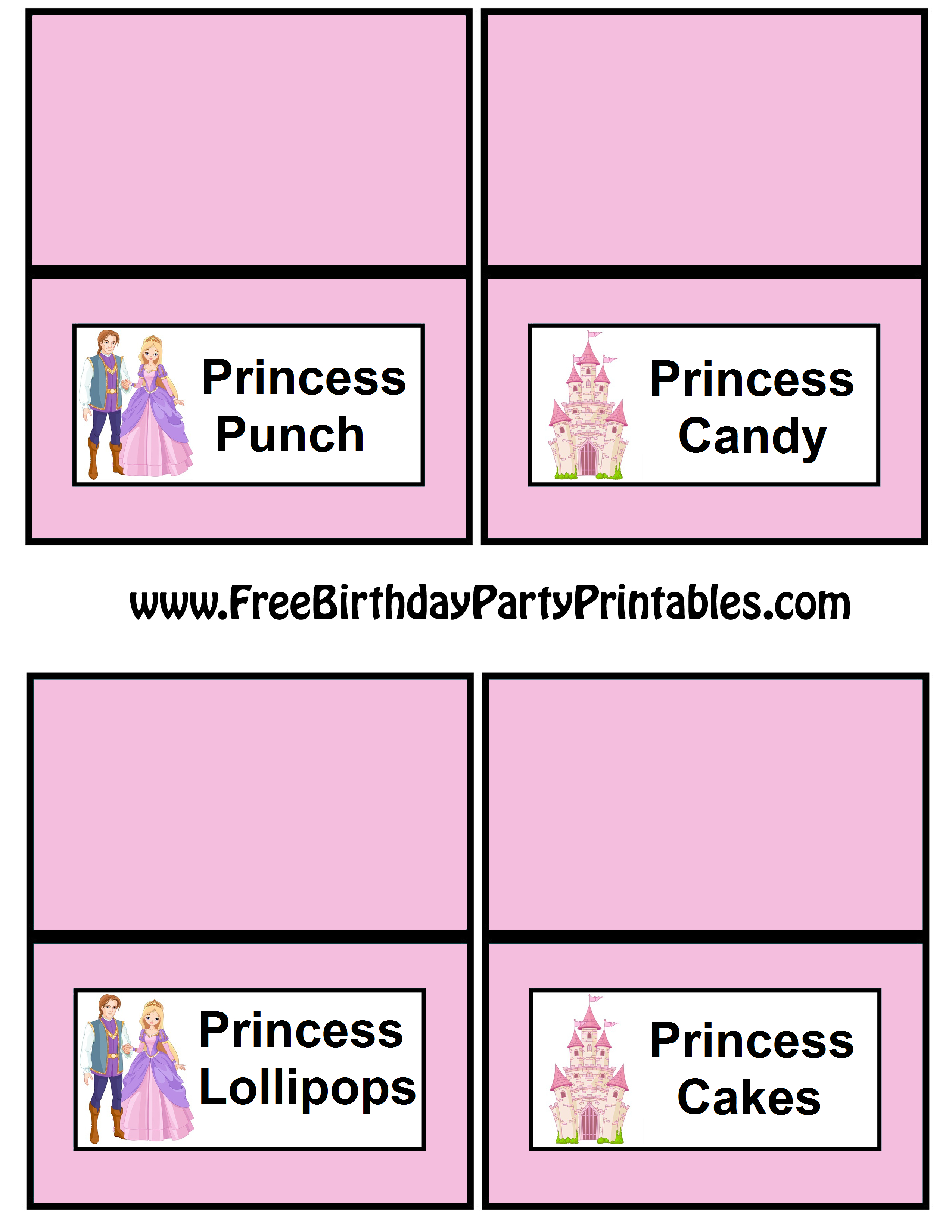 Free Princess Prince Castle Birthday Party Tent Food Cards - Free Printable Food Tent Cards
