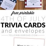 Free Printable 4Th Of July Trivia Cards & Utensil Holders | Best Of   Free Printable 4Th Of July Trivia Questions And Answers