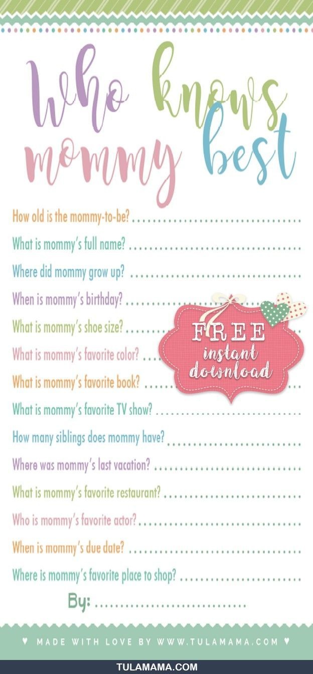 Free Printable Baby Shower Games Who Knows Mommy The Best | Gender - Who Knows Mommy Best Free Printable