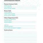 Free Printable: Babysitter Info Sheet | Note To Self | Free   Free Printable Parent Information Sheet