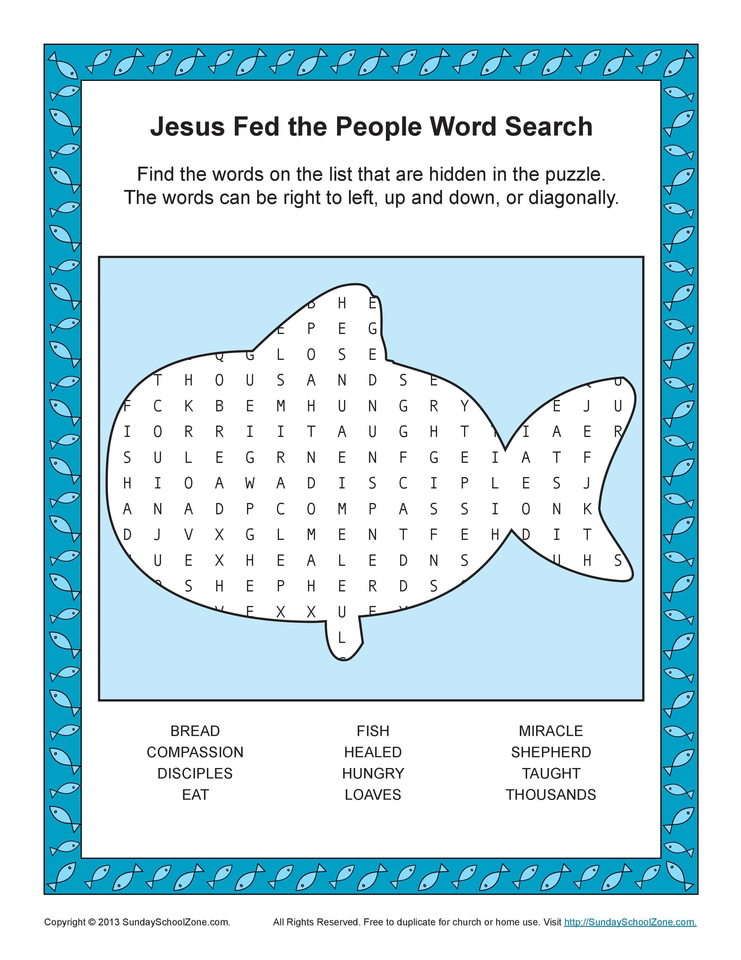 Free, Printable Bible Word Search Activities On Sunday School Zone - Free Printable Bible Stories For Youth