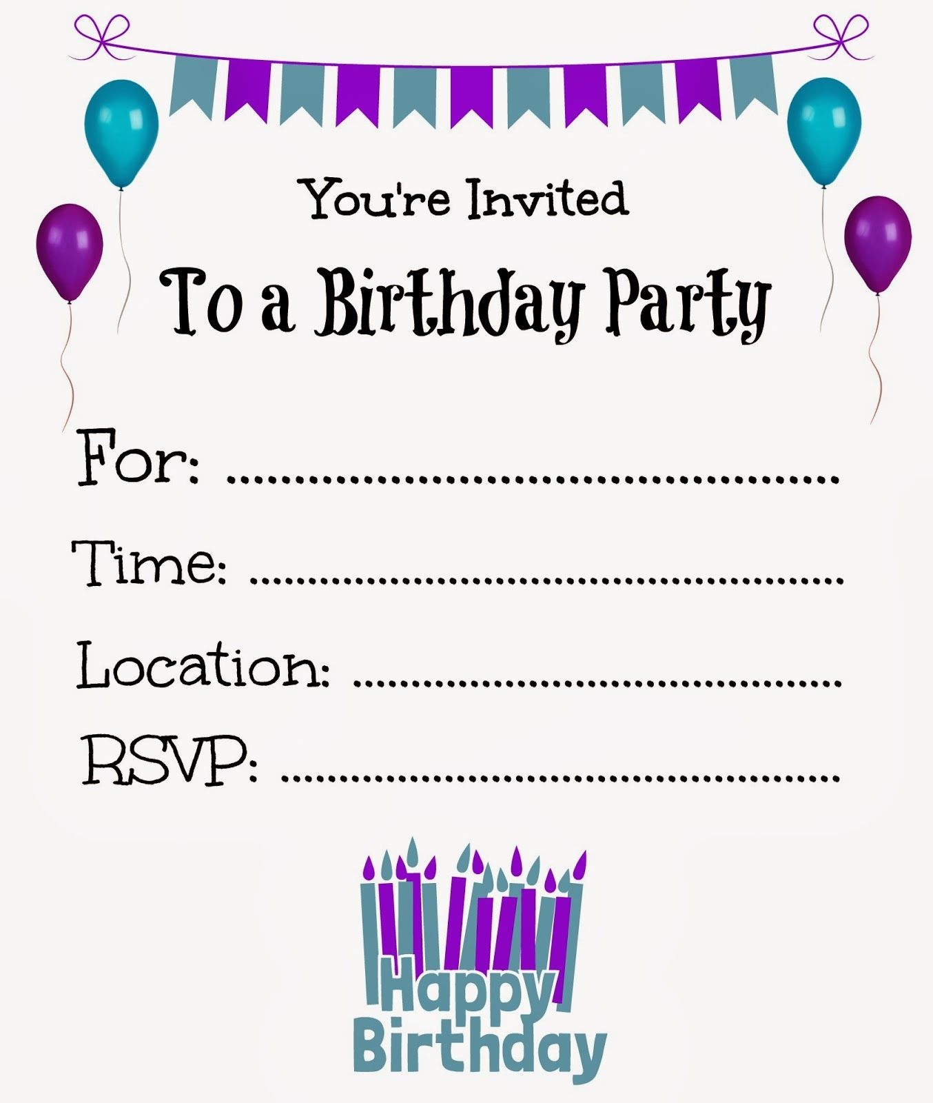 Free Printable Birthday Invitations For Kids #freeprintables - Free Online Printable Birthday Cards