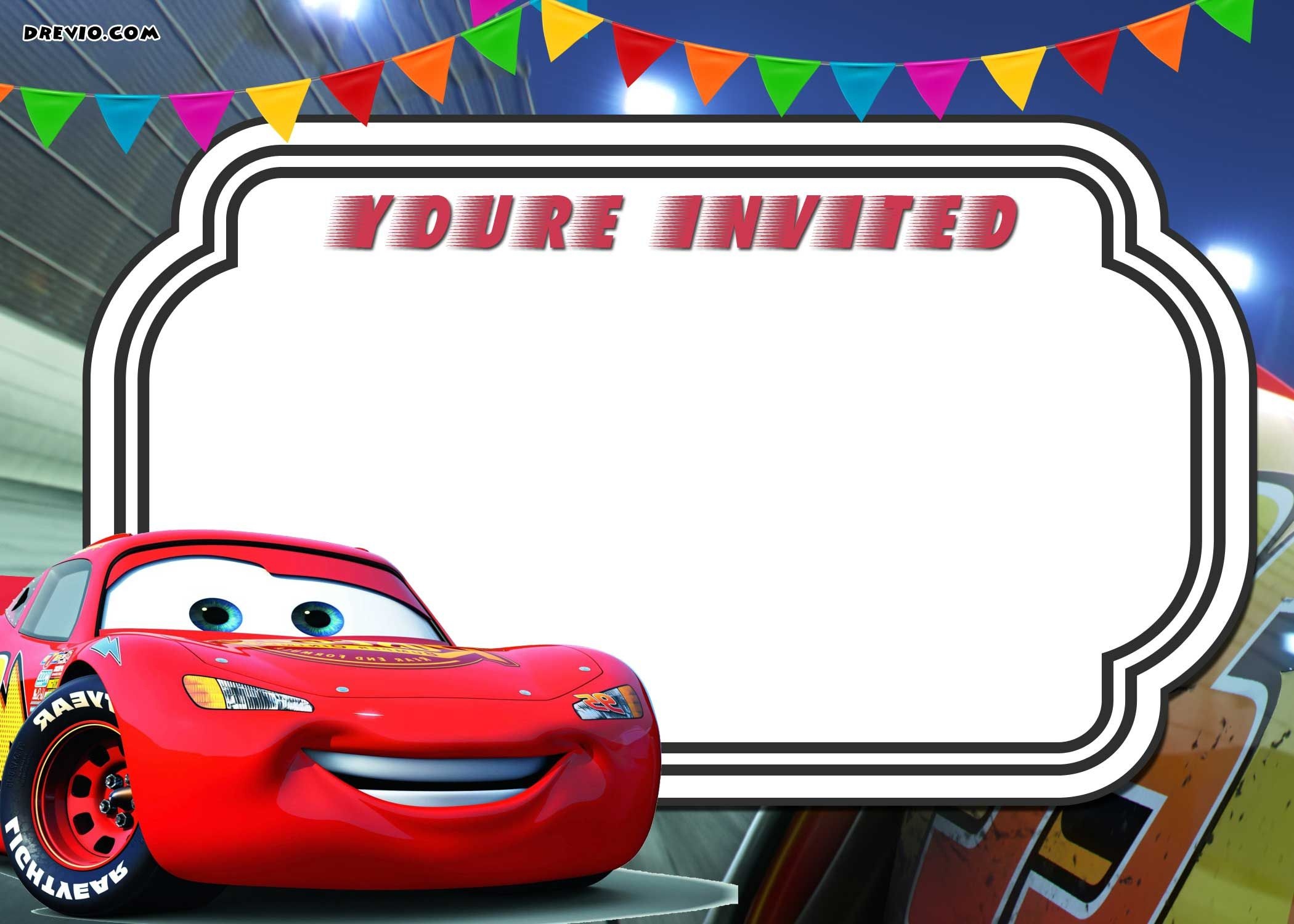 Free Printable Cars 3 Lightning Mcqueen Invitation Template | Go - Free Printable Cars Water Bottle Labels