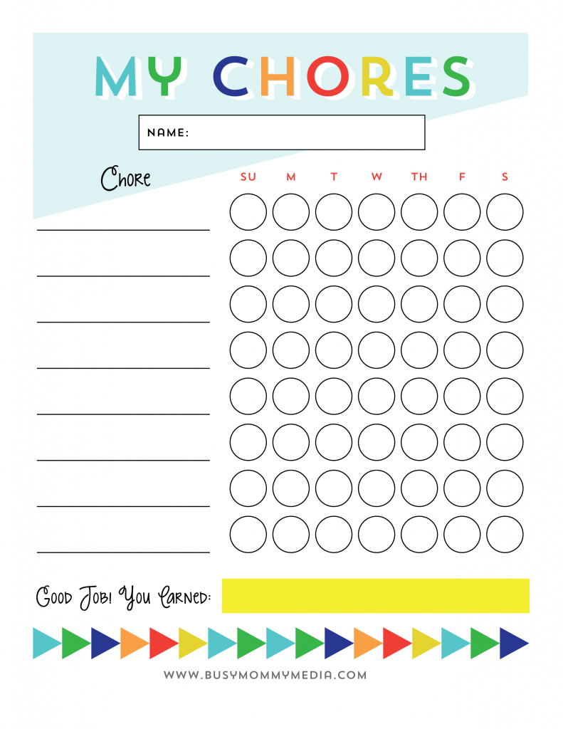 Free Printable - Chore Chart For Kids | Ogt Blogger Friends | Chore - Free Printable Toddler Chore Chart